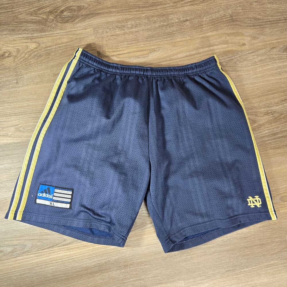 Vintage Adidas Notre Dame Shorts Mens XL Blue Team Issue Mesh NCAA Fighting